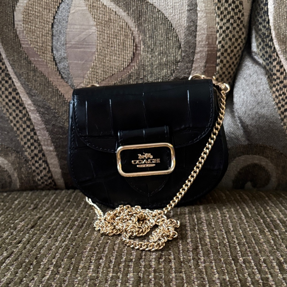Coach Black Crossbody Bag with Gold Chain